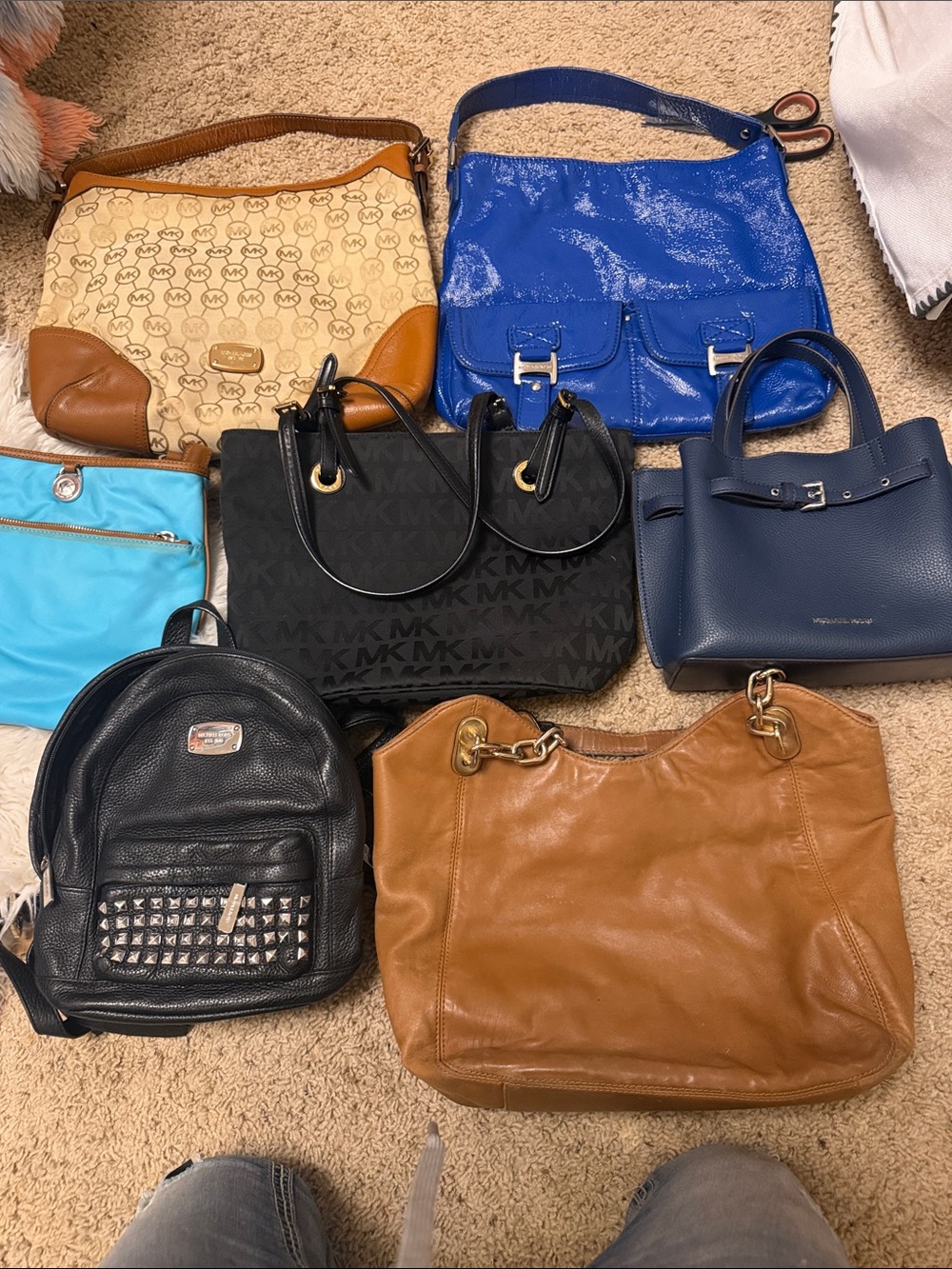 Michael Kors Black MK Logo Tote with Gold-Tone set of 7
